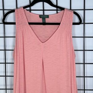 Lauren Ralph Lauren Sleeveless Dress Womens M Peach‎ Peasant Cottagecore Boho